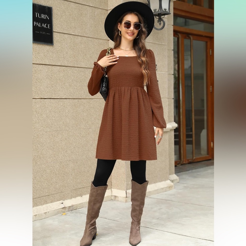 Womens Babydoll Dresses Square Neck